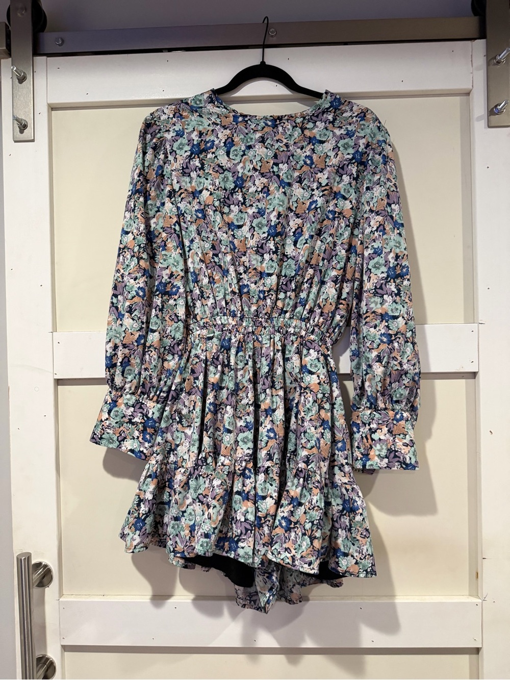 Pink Lily Floral Short Sleeve Dress Romper - Navy Multi